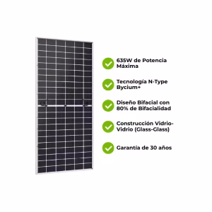 Panel Solar Monocristalino 635W N-Type Bifacial JA Solar JAM72D42-635-LB - Imagen 3