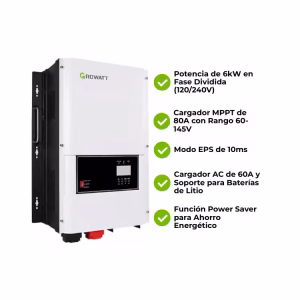 Inversor Hibrido Fase Dividida 6kW 48V Growatt SPF-6000T-DVM-MPV - Imagen 5