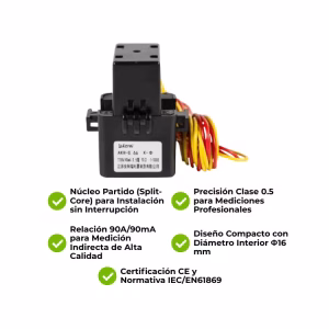 CT Acrel 90A/90mA  AKH-0.66/K-Φ16 NB Sensor Corriente Núcleo Partido - Imagen 4