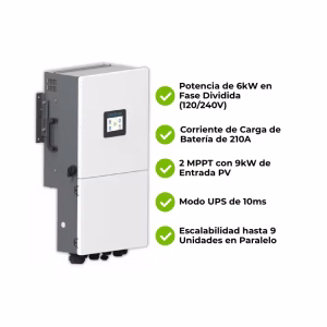 Inversor Híbrido Fase Dividida 6kW 48V Uhome Power Edison UHP-6K-D2LA-US - Imagen 5